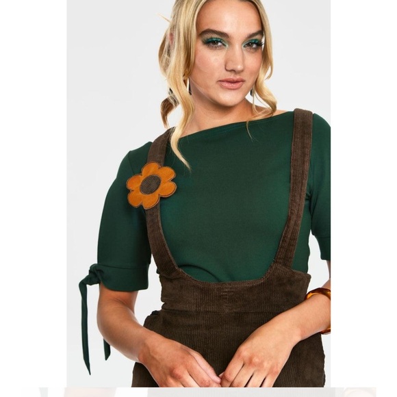 Voodoo Vixen | Skirts | Voodoo Vixen Brown Corduroy Suspender Bow Mini ...